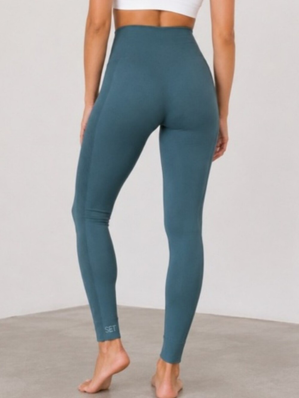 SET ACTIVE teal high waisted leggings sz M
